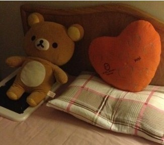 躺在床上睡觉的玩具小熊