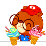 熊小弟吃冰淇淋，左右换着吃