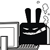 叼香烟上网表情之苜苜的大黑兔QQ表情