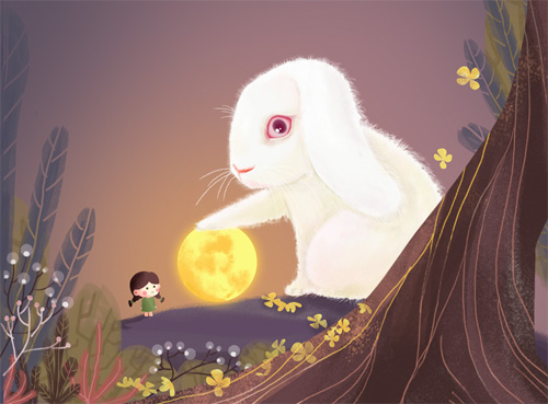 玉兔与月亮