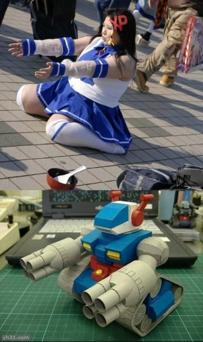 胖女生学机器人的造型