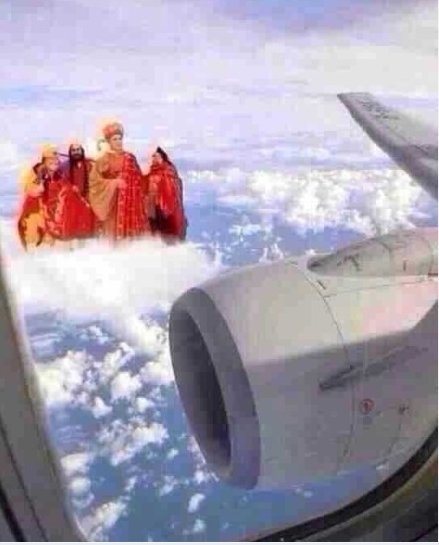 坐飞机遇到窗外的唐僧师徒一行