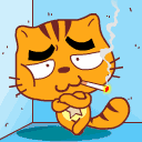 烤猫靠在墙角抽烟