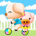 猪猪骑单车载老婆兜风