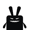 大黑兔QQ表情，黑色的方块大耳朵兔子