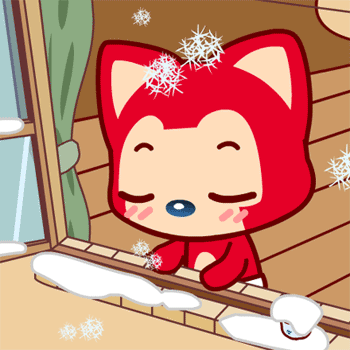 阿狸娃爬在窗户上看雪花