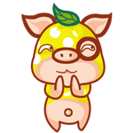 黄颜色的叶子猪QQ表情，可爱叶子小猪图片